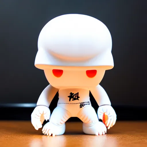 Image similar to an all white art vinyl figure, in the style of kidrobot, sket - one x iamretro, kenny wong x pop mart, space molly, frank kozik, guggimon, studio lighting, subsurface diffusion, 8 k