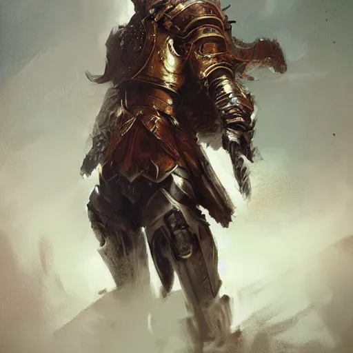 Prompt: portrait of a big, long haired blonde man with a mechanical left arm, wearing a brown leather armor, DnD, fantasy, digital art by Ruan Jia