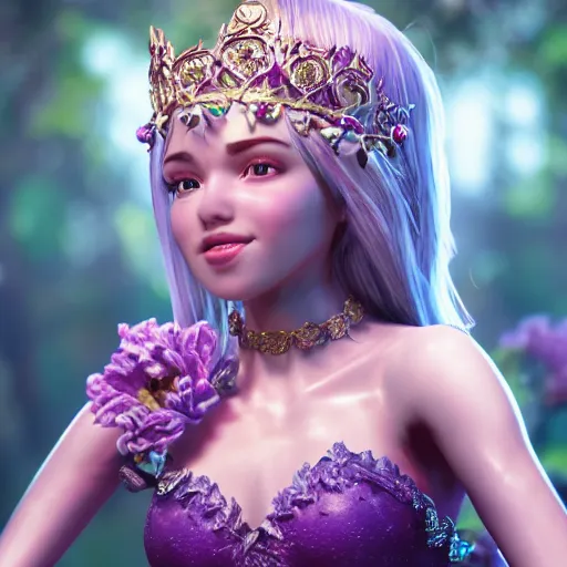 Image similar to wonderful princess of amethyst with fair skin, ornate 8 k gorgeous intricate detailed, accent lighting, dramatic light, octane render