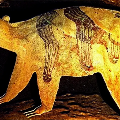 Prompt: bear - god, chauvet cave art