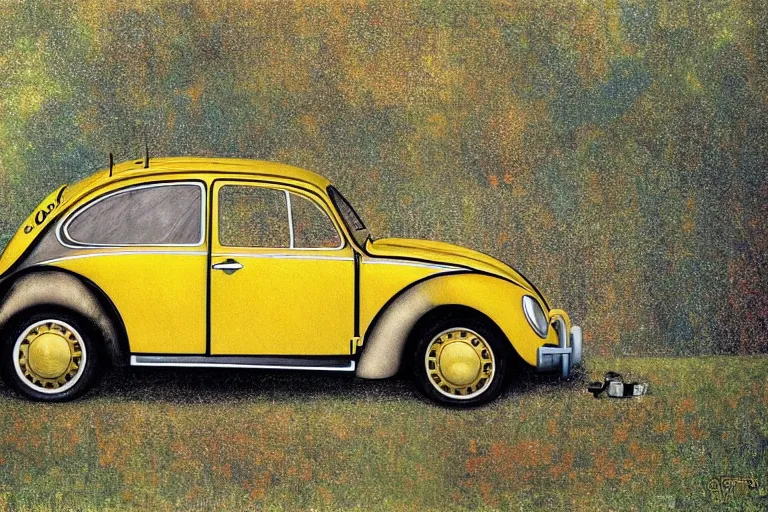 Image similar to gustav klimt vw beetle