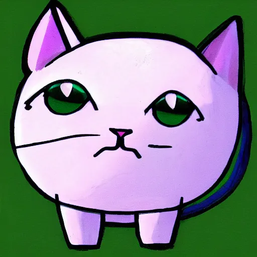 Prompt: white green - eyed mochi, cartoon cat