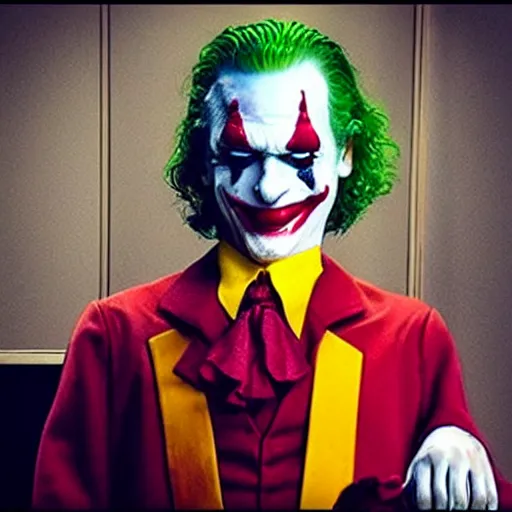 Prompt: “Ronald McDonald in the movie Joker, hd realistic, gritty”