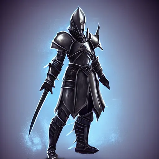 Image similar to videogame painting of an elegant light - blue steel - plate armor artstation, rpg, digital art, isometric, dark background, dark souls, runescape, skyrim, final - fantasy, diablo - 3