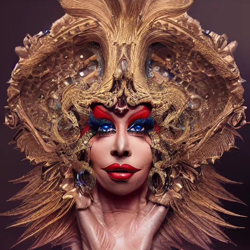 Image similar to the drag queen, 4 k, intricate detailed, jaw dropping, gorgeous, surreal, octane render