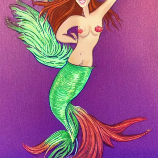 Prompt: fierce free spirited mermaid