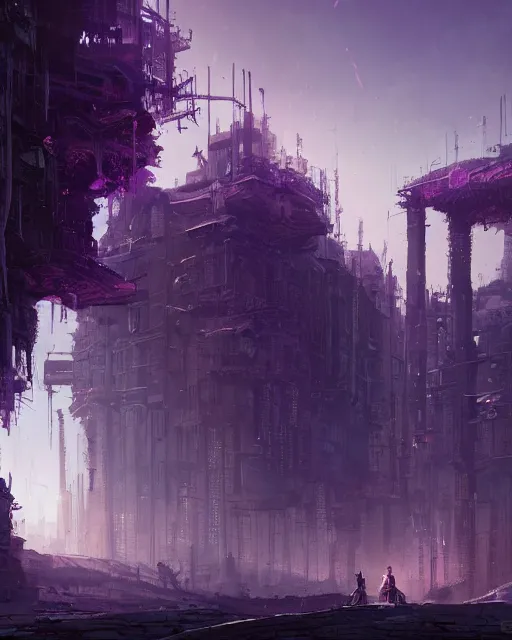 Prompt: a beautiful ciberpunk city landscape, purple, environment art, fantasy art, landscape art, in the style of greg rutkowski, illustration, epic, fantasy, intricate, hyper detailed, artstation, concept art, smooth, sharp focus, ray tracing