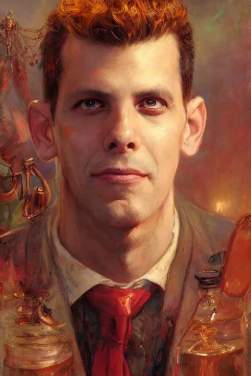 Prompt: a portrait of mike matei, by gaston bussiere, by mandy jurgens and bayard wu and greg rutkowski, cinematic lightning