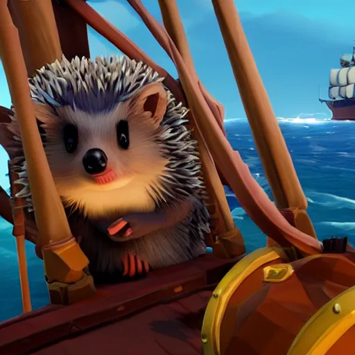 Image similar to hedgehog on a ship in sea of thieves