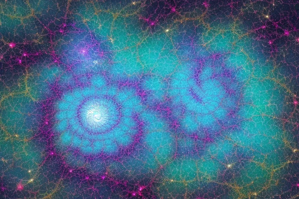 Image similar to photorealistic fractal spirals, crack in reality leads to the beautiful starry cosmos, 4k, HD photography