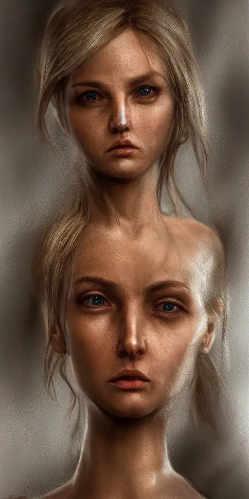 Image similar to hyperrealist female communicant by mike franchina, fantasy art, photo realistic, dynamic lighting, artstation, poster, volumetric lighting, very detailed faces, award winning, full face, symmetry