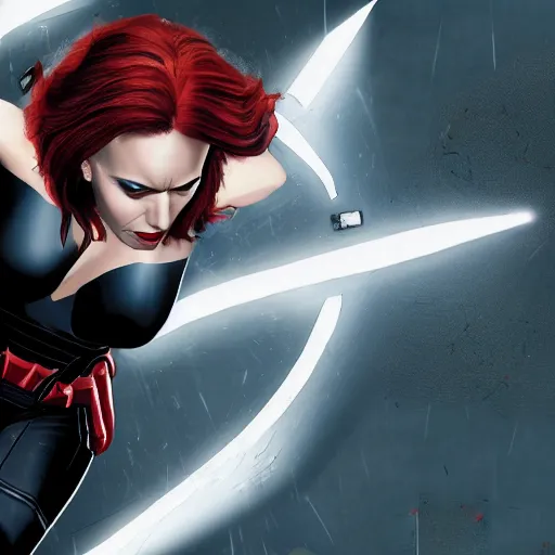 Image similar to black widow from avengers punching batman, hi - res, photograph