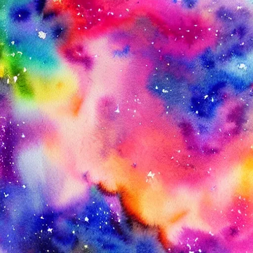 Image similar to beautiful watercolor painting of a colorful nebula, stunning, 4 k