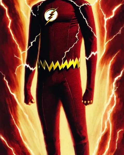 Prompt: michael rosenbaum dressed as the flash, character portrait, portrait, close up, concept art, intricate details, highly detailed by greg rutkowski, michael whelan and gustave dore