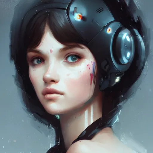 Image similar to portrait of a beautiful cute girl with robot ears by greg rutkowski, 4k, intricate details, coffee background