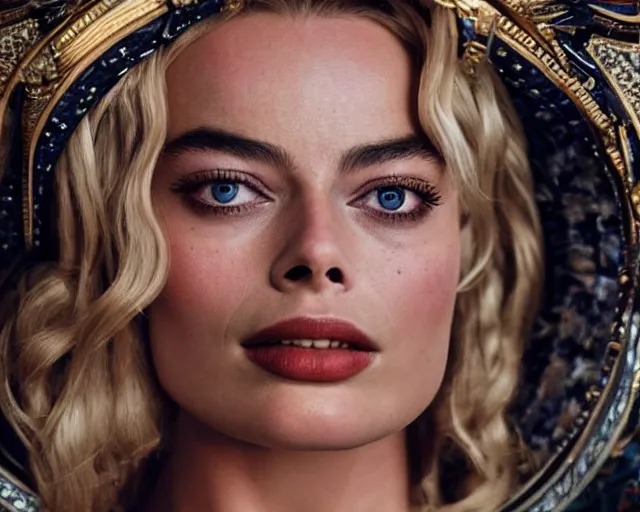 Prompt: Margot robbie as a goddess in heaven, Photography, Cinematic, Portrait, insanely detailed and intricate, hypermaximalist, elegant, ornate, hyper realistic, super detailed