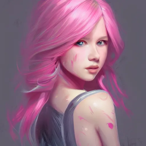 Image similar to teen girl, pink hair, gorgeous, amazing, elegant, intricate, highly detailed, digital painting, artstation, concept art, sharp focus, illustration, art by Ross tran