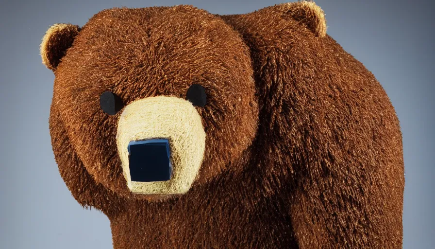 Image similar to a bear made sculpted from straw and jelly, 4k photography award winning,