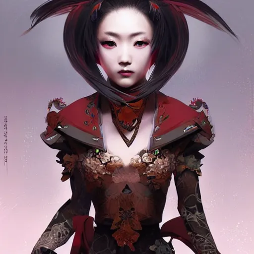 Prompt: charming character yae miko from video game genshin impact, dark aesthetic, intricate, elegant, sharp focus, illustration, highly detailed, digital painting, concept art, matte, art by wlop and artgerm and greg rutkowski and jae lee, masterpiece