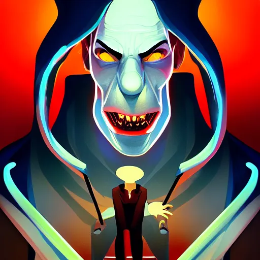 Image similar to portrait of hip hop nosferatu, led lights, mattepainting concept blizzard pixar maya engine on stylized background splash comics global illumination lighting artstation lois van baarle, ilya kuvshinov, rossdraws