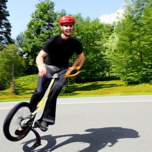 Image similar to a man on a unicycle going extremely fast