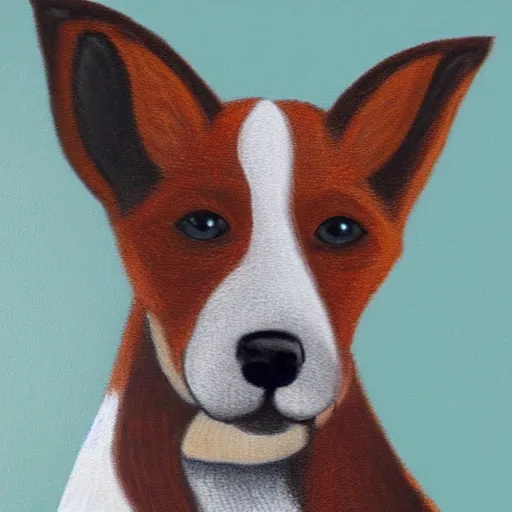 Prompt: ultra detailed painting of a short haired fox terrier mixed with a jack russel with dark brown fur