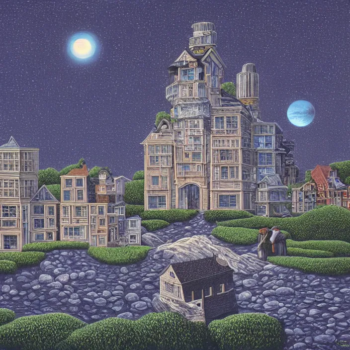 Image similar to a building in a landscape, by rob gonsalves