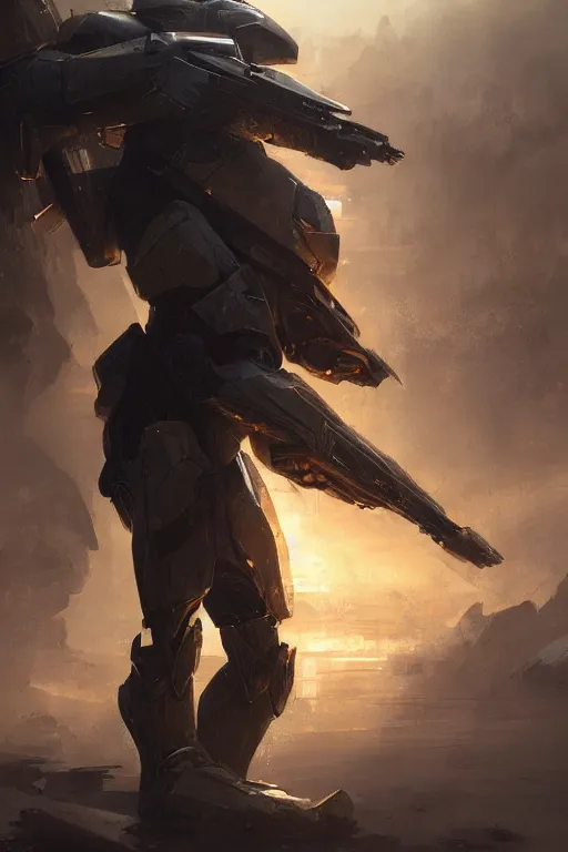 Image similar to concept art of Master Chief bending over touching his toes by greg rutkowski, craig mullins, trending on artstation