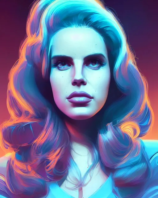 Image similar to portrait of lana del rey as a cyborg. intricate abstract. intricate artwork, by tooth wu, wlop, beeple, dan mumford. concept art, octane render, trending on artstation, greg rutkowski very coherent symmetrical artwork. cinematic, key art, hyper realism, high detail, octane render, 8 k, iridescent accents