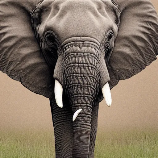 Prompt: a elephant scared of a mouse