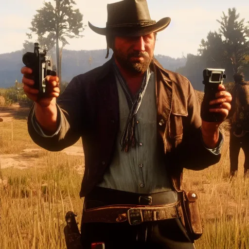 Image similar to Film still of El Risitas in Red Dead Redemption 2 (2018 video game)