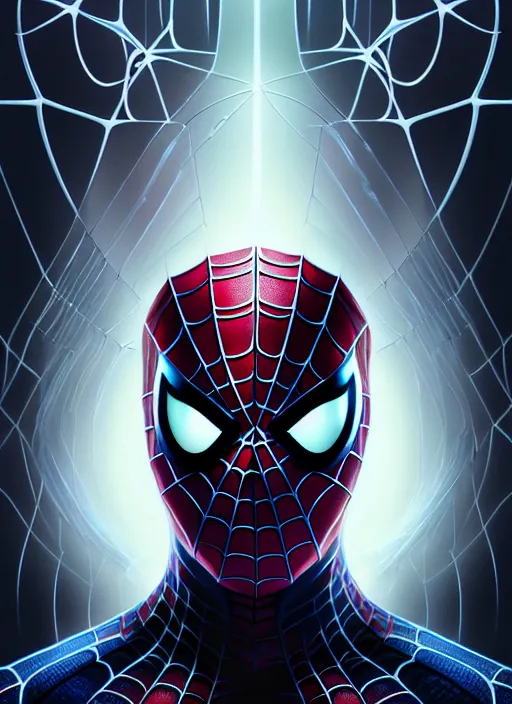 Prompt: symmetry!! portrait of spiderman, sci - fi, tech wear, glowing lights!! intricate, elegant, highly detailed, digital painting, artstation, concept art, smooth, sharp focus, illustration, art by artgerm and greg rutkowski and alphonse mucha
