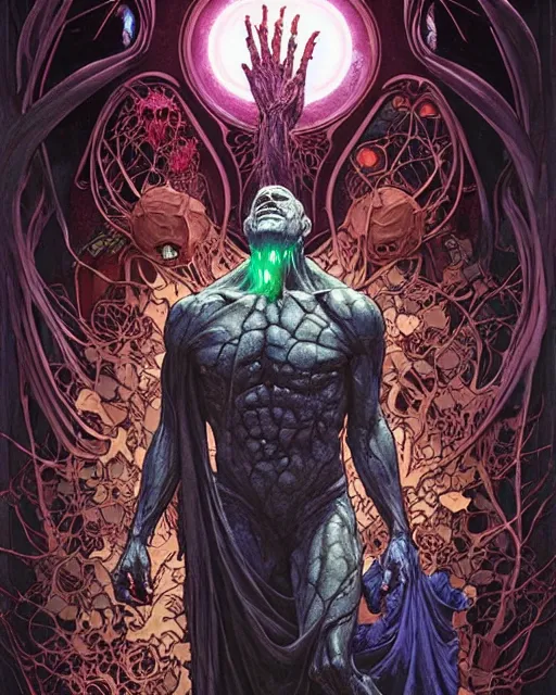 Prompt: the platonic ideal of flowers, rot and insects of cletus kasady ultimate carnage thanos dementor doctor manhattan chtulu nazgul groot, detailed, intricate, hyperrealism, intense, scary, decay, dmt, art by brock hofer and artgerm and greg rutkowski and alphonse mucha
