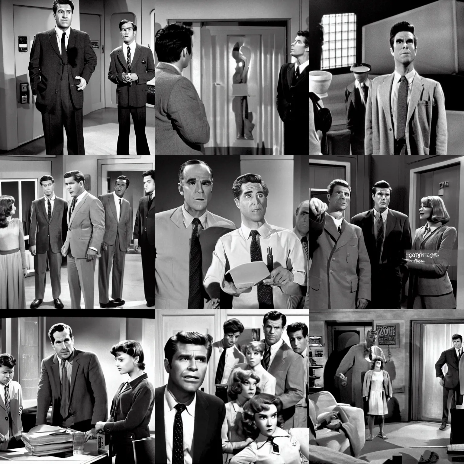 Prompt: a scene from the twilight zone ( tv show )