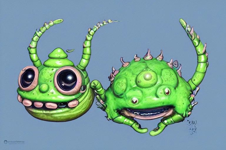 Prompt: symmetrical intricate murky clay cute friendly laughing caterpillar character with funny face, in the style of craola, highly detailed, digital painting, trending artstation, concept art, illustration, cinematic lighting, pastel colors, photorealism, epic, octane render