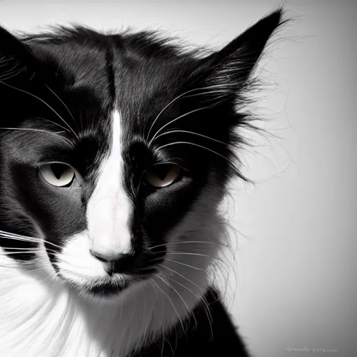 Prompt: a feline collie - cat - hybrid, animal photography