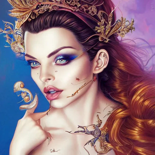 Image similar to allure queen, heroine, beautiful, detailed symmetrical close - up portrait, intricate complexity, in the style of artgerm and peter mohrbacher, cel - shaded