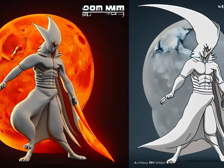 Image similar to moon knight mixed with kurama from naruto, rpg reference, crossview stereoscopic 3 d using crosseyed of sidebyside, trending on artstation, octane render, insanely detailed, 8 k, hd