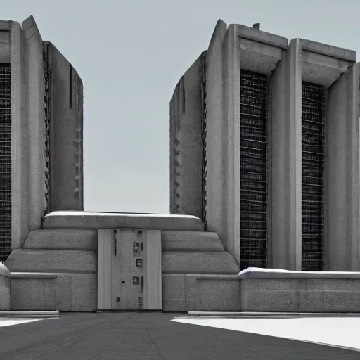 Image similar to brutalist russian soviet architecture, symmetrical, by archipenko, pbr, 8 k ultra, photorealistic