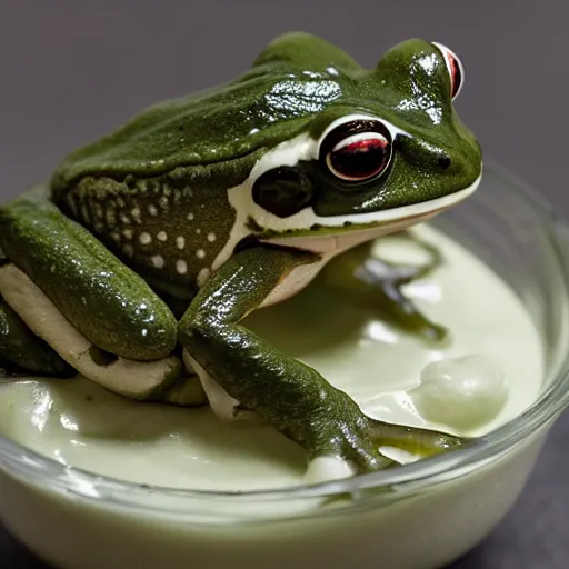 Image similar to frog in yogurt