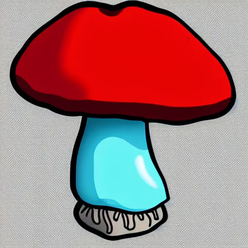 Prompt: mushroom made of cobalt digital drawing