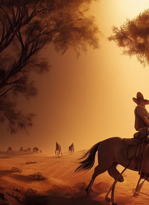 Image similar to man backpacking horse in desert, volumetric lighting, beautiful, golden hour, sharp focus, ultra detailed, cgsociety by leesha hannigan, ross tran, thierry doizon, kai carpenter, ignacio fernandez rios, noir photorealism, film