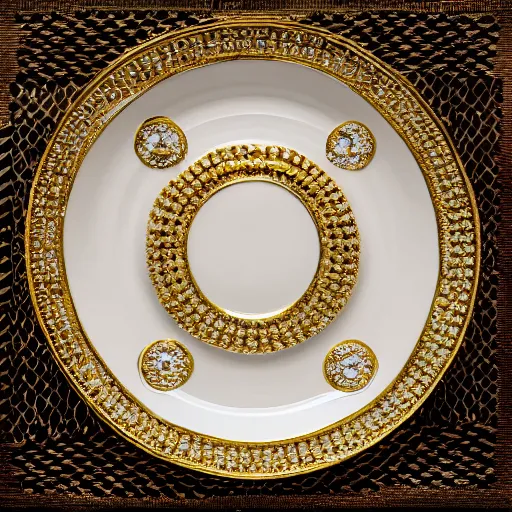 Image similar to a plate with diamonds and gold, photo studio