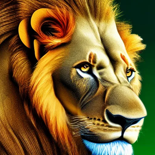 Image similar to 2 d lion, high detail, digital art, sideview, detailed face, ultra hd, sharp focus, vivid colors