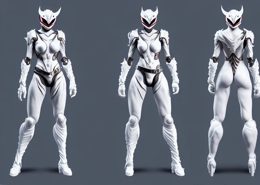 Prompt: female kamen rider character concept art sprite sheet of abstract white tiger concept, big belt, wing, human structure, concept art, hero action pose, human anatomy, intricate detail, hyperrealistic art and illustration by irakli nadar and alexandre ferra, unreal 5 engine highlly render, global illumination