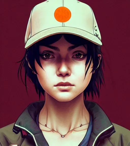 Image similar to symmetry ( clementine from the walking dead wearing her iconic baseball ( letter d ) hat ) ultra detailed, intricate, anime, dynamic lighting, digital art, digital painting, art station, wlop, sharp focus, illustration, art by artgerm and greg rutkowski and alphonse mucha