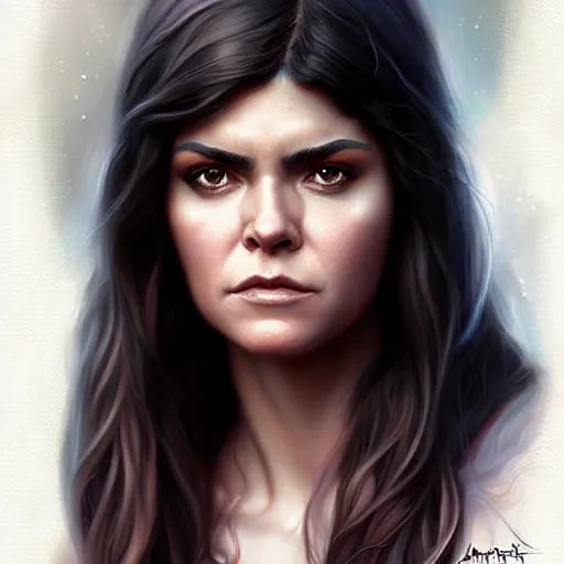 Image similar to digital art, portrait of octavia blake is skairipa in the 100 tv show, by artgerm, by krenz cushart, by peter kemp, by ross tran