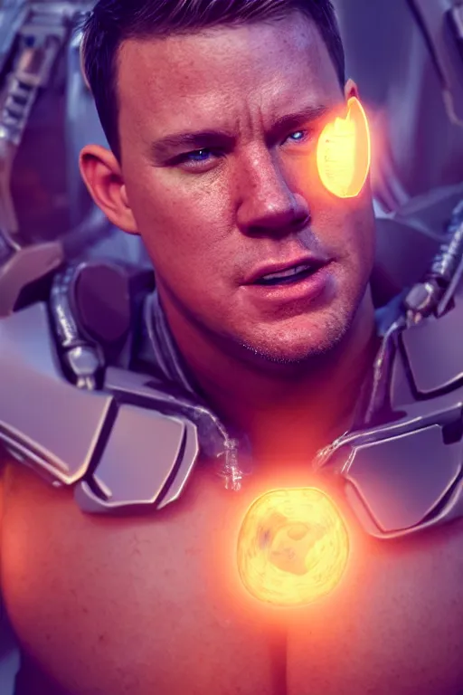 Prompt: channing tatum in a tater tot costume, tater tot face, ef 8 5 mm f 1. 8 usm, bionic scifi alexandre ferra, hyper detailed, digital art, trending in artstation, cinematic lighting, studio quality, smooth render, unreal engine 5 rendered, octane rendered