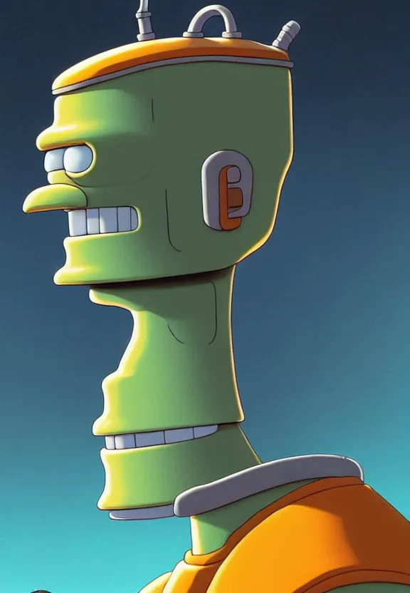 Image similar to portrait of bender from futurama, looking at camera, extremely detailed, digital painting, artstation, concept art, smooth, sharp focus, illustration, ambient lighting, art by greg rutkowski and matt groening, futurama artstyle