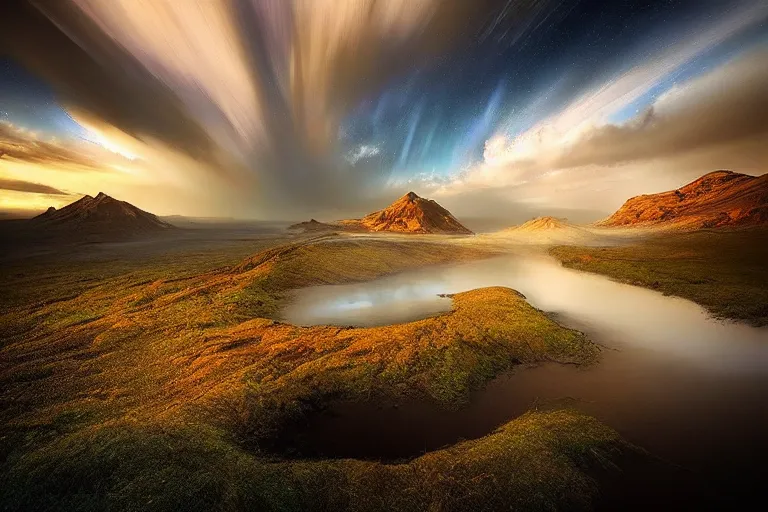 Image similar to beautiful landscape photography by marc adamus, desrt, dramatic lighting
